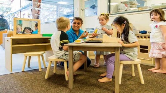 Educator and children