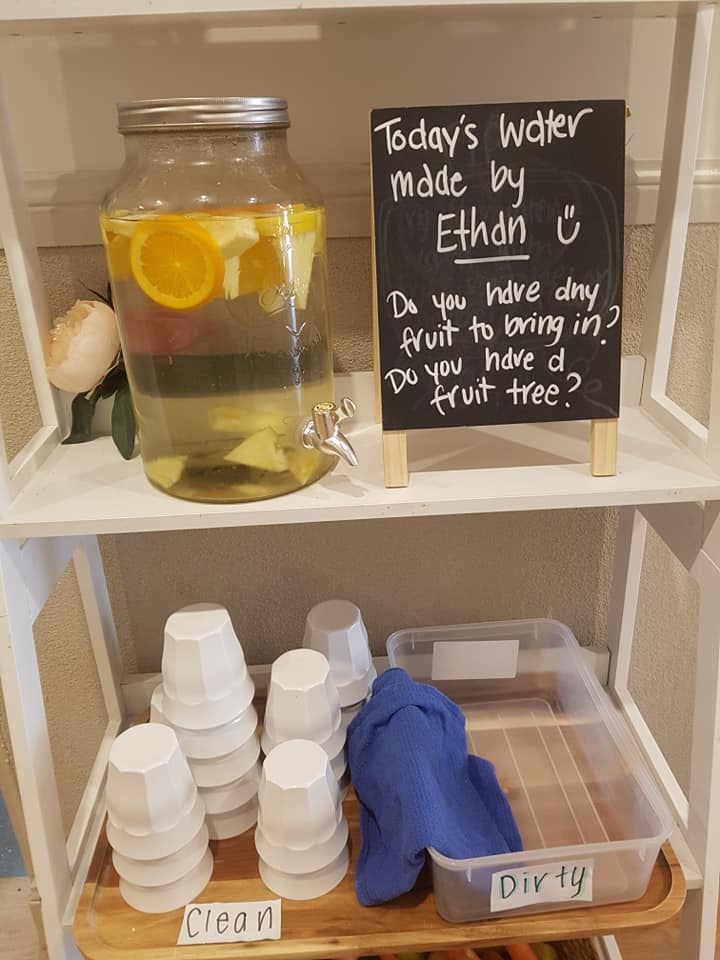 water station set up in childcare