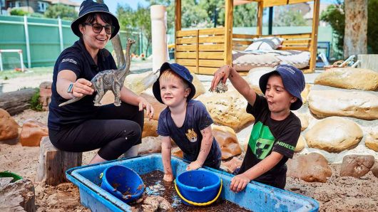 Children playing outdoor with Educator at Maroubra East
